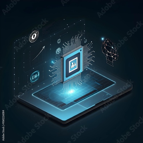 Wallpaper Mural Futuristic office design utilizing AI, blockchain, and AR for enhanced business efficiency Torontodigital.ca