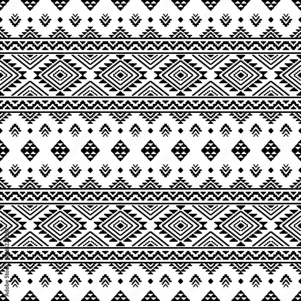 Ancient echoes Aztec geometric abstract seamless patterns southwest Navajo Native American tribal ethnic modern black and white for textile printing Ancient echoes Aztec geometric abstract seamless patterns southwest Navajo Native American tribal ethnic modern black and white for textile printing
