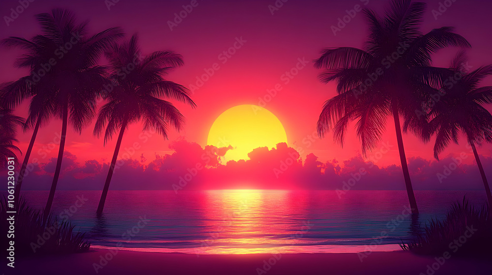 Tropical Sunset Illustration