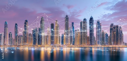 city skyline at night