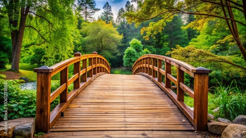 Stunning Isolated Wooden Bridge on White Background - Perfect for Nature, Architecture, and Tranquility Themes