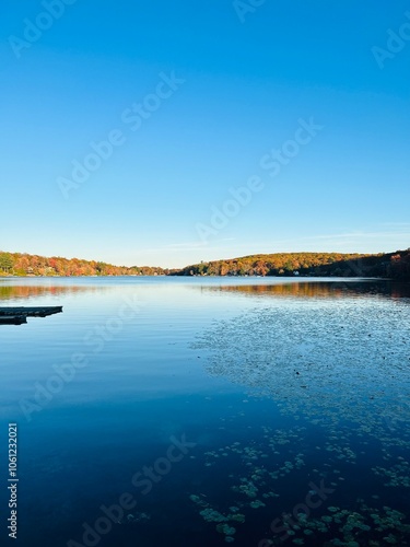 Autumn lake reflection photo