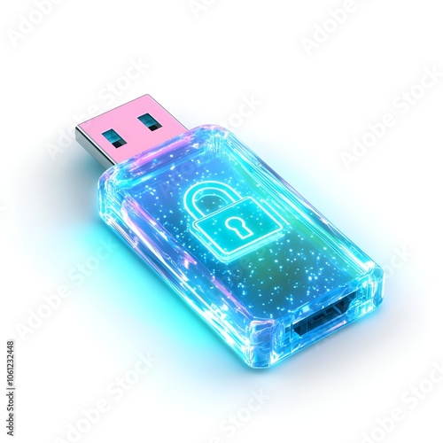 3D USB Stick with Lock Icon for Security