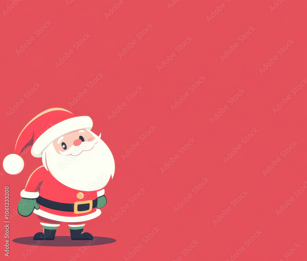 Cute cartoon Santa Claus character with cheerful expression against red background, perfect for festive designs and holiday themes Cute cartoon Santa Claus character with cheerful expression against red background, perfect for festive designs and holiday themes