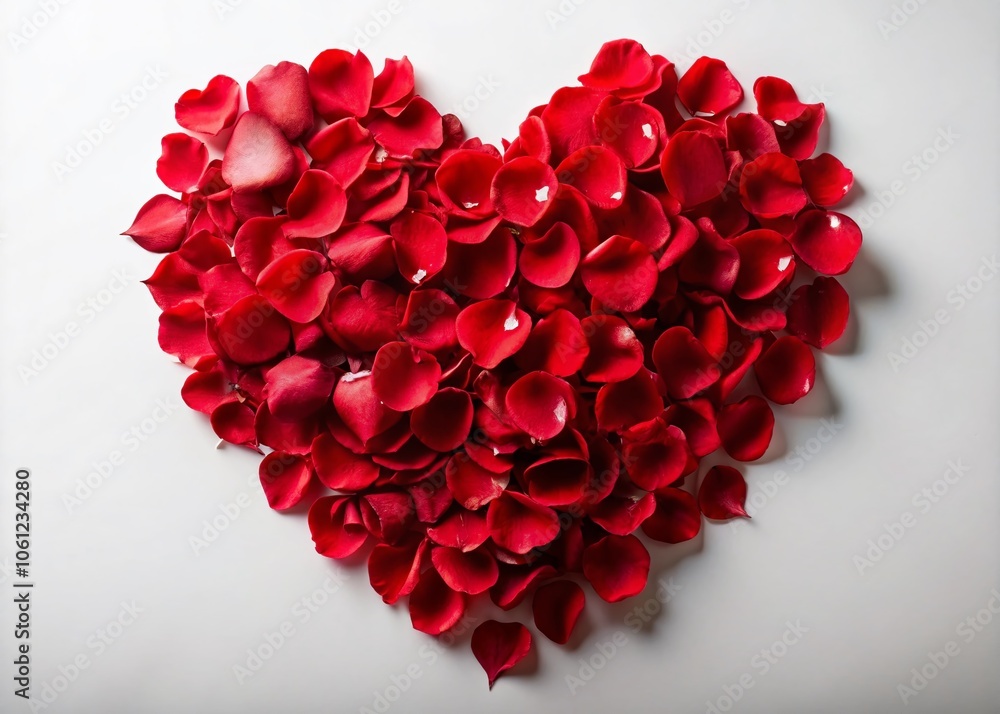 Surreal Red Rose Petal Heart on White Backdrop - Passionate Floral Art for Romantic Decor, Love, and Nature Photography Surreal Red Rose Petal Heart on White Backdrop - Passionate Floral Art for Romantic Decor, Love, and Nature Photography