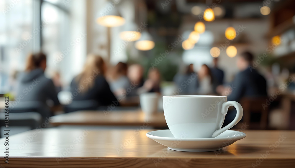 Cozy Cafe Retreat, A Cup of Coffee and Warm Lights. blurred cafe background Cozy Cafe Retreat, A Cup of Coffee and Warm Lights. blurred cafe background