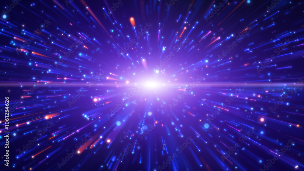 Abstract pink blue light trail creative cosmic background. Explosion, Hyper jump into another galaxy. Speed of light, neon glowing rays in motion. Abstract pink blue light trail creative cosmic background. Explosion, Hyper jump into another galaxy. Speed of light, neon glowing rays in motion.