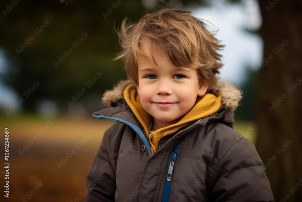 Outdoor portrait of a cute little boy in warm winter jacket. Outdoor portrait of a cute little boy in warm winter jacket.