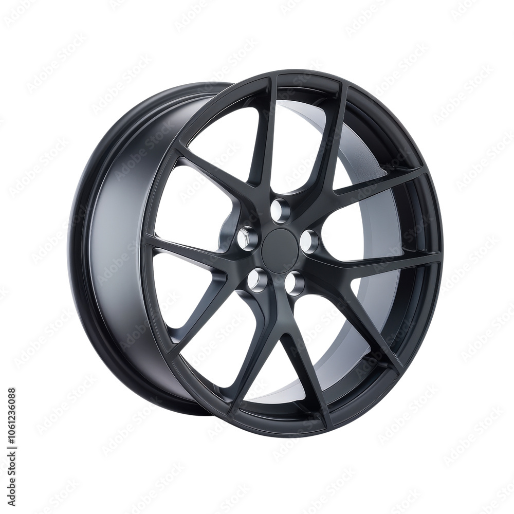 Black alloy wheel on a white isolated background. Black alloy wheel on a white isolated background.