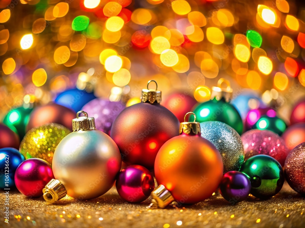Vibrant Christmas Ornaments with Bokeh Effect for Holiday Cheer and Festive Decor Vibrant Christmas Ornaments with Bokeh Effect for Holiday Cheer and Festive Decor