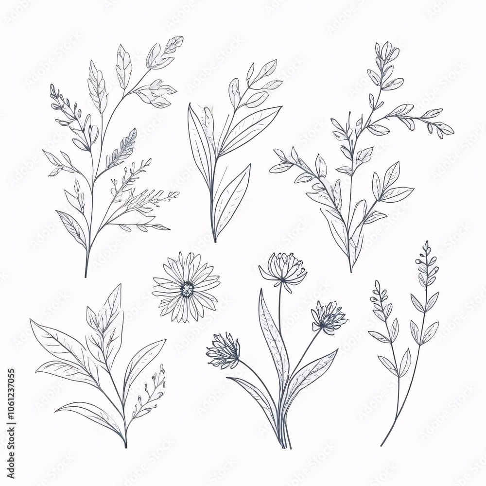 Hand drawn flower collection Hand drawn flower collection
