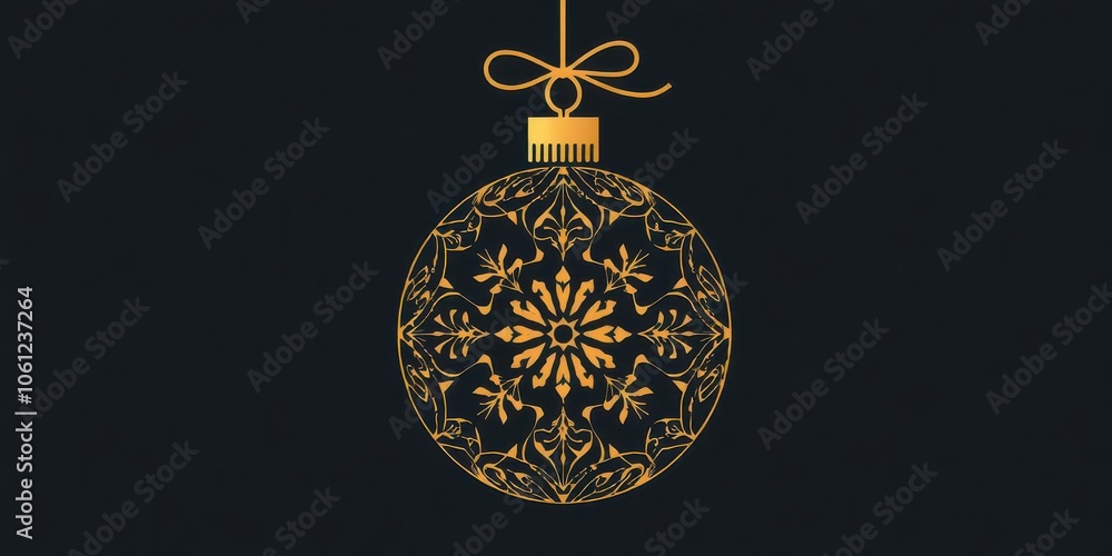 Abstract geometric Christmas bauble design with elegant gold accents and intricate patterns, intricate Abstract geometric Christmas bauble design with elegant gold accents and intricate patterns, intricate