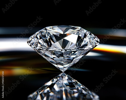 A stunning diamond gem reflecting light, showcasing its brilliance and clarity against a dark background.