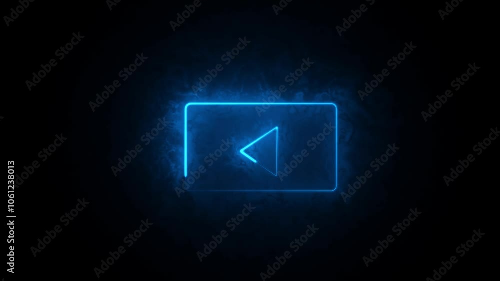 Neon shine play button symble. Neon media player button icon on the black background. Neon shine play button symble. Neon media player button icon on the black background.