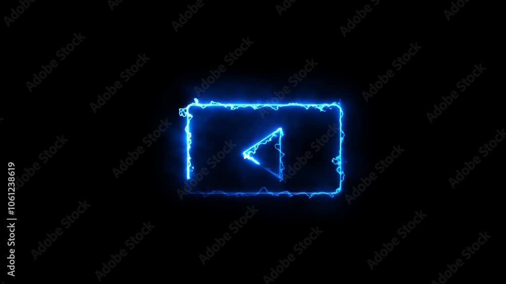 Neon shine play button symble. Neon media player button icon on the black background. Neon shine play button symble. Neon media player button icon on the black background.