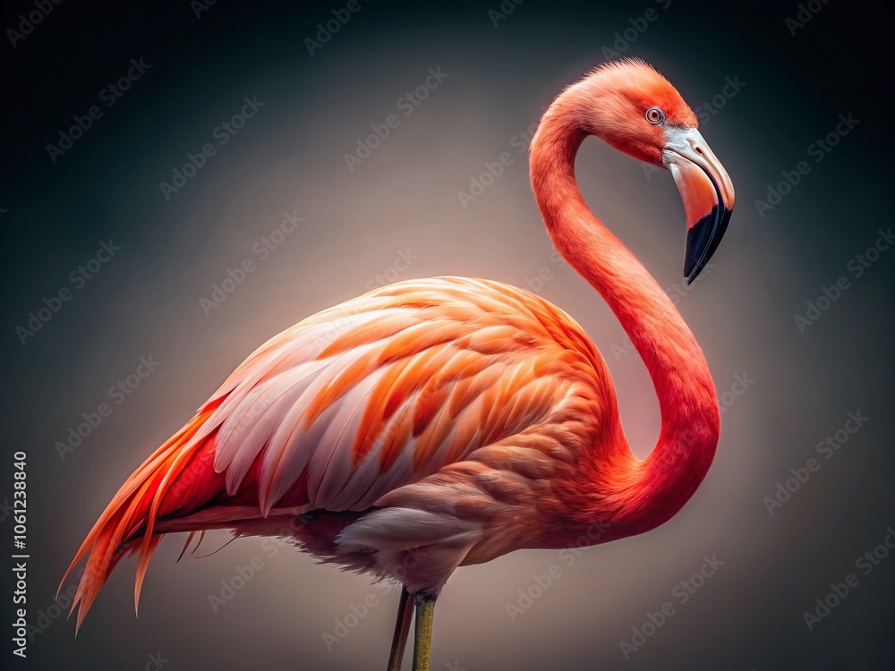 Obraz premium Vintage Flamingo Isolated PNG Image for Creative Projects - Retro Style Photography of a Pink Flamingo on Transparent Background