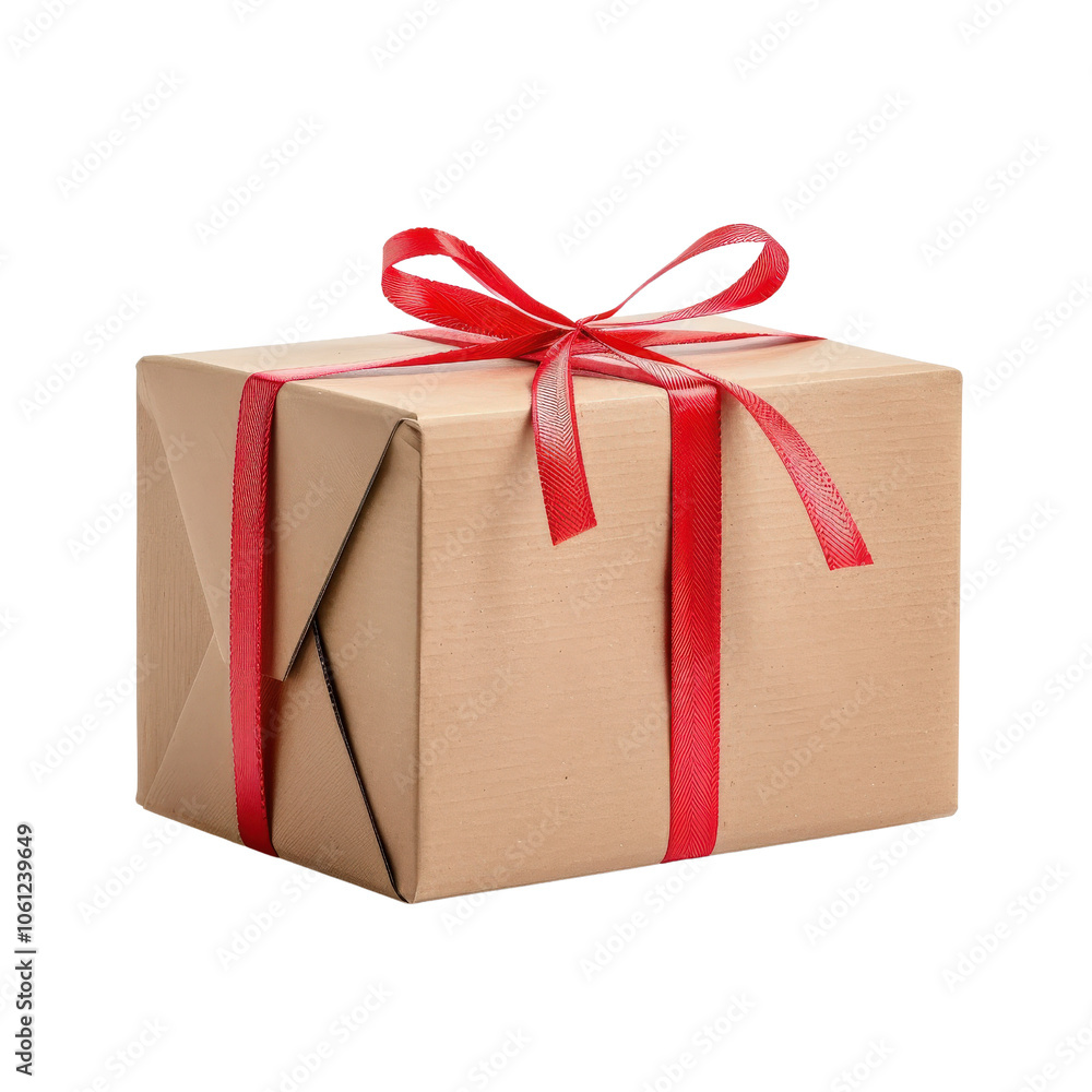 Gift box wrapped with red ribbon, white isolated background. Gift box wrapped with red ribbon, white isolated background.