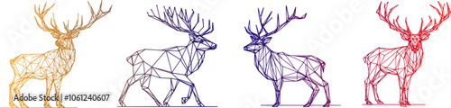 reindeer polygon line art