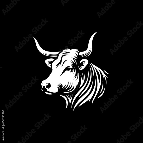 cow head vector logo of meat cattle farm ranch	
