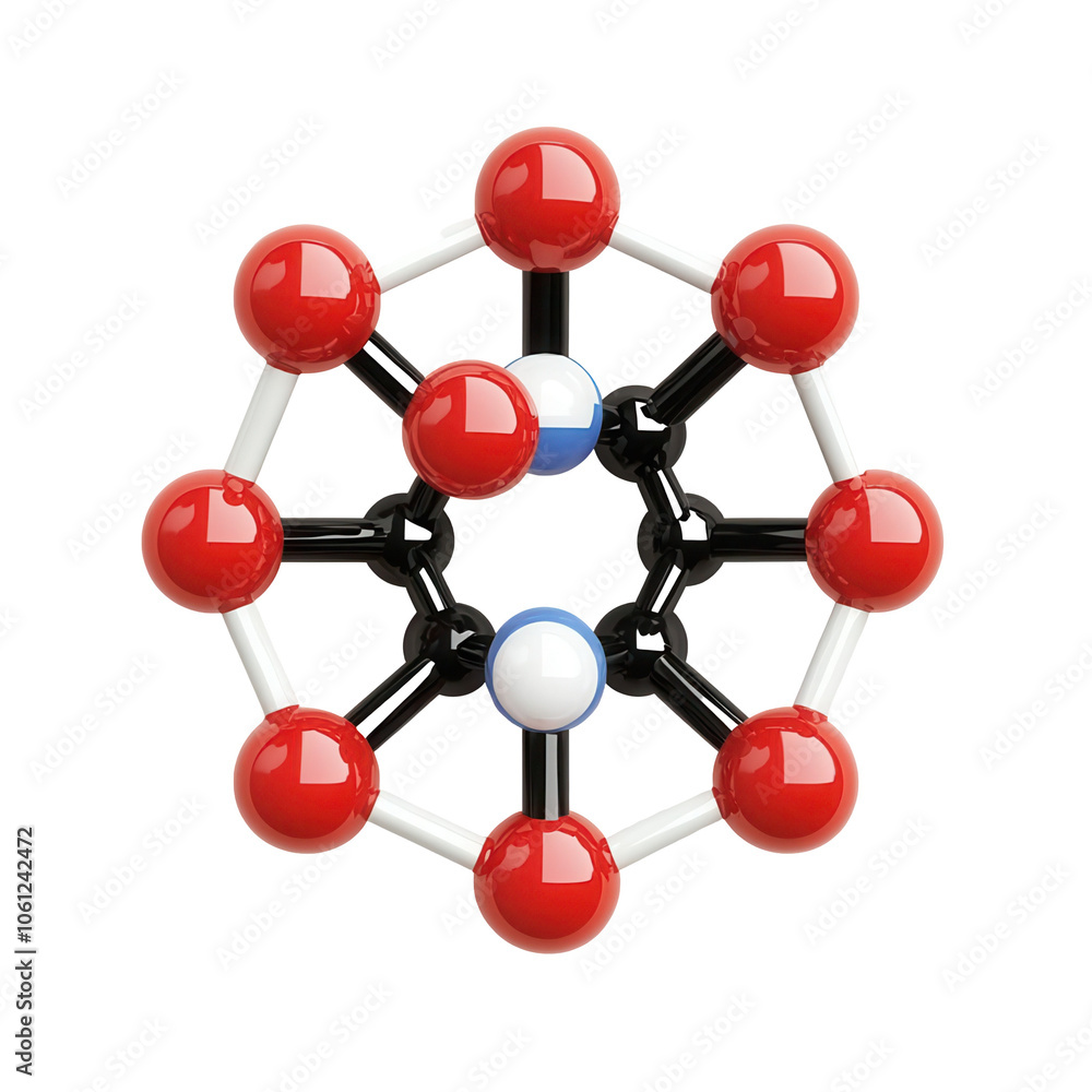 Obraz premium Hydrocarbon molecular model, single object isolated on solid white background, , transparent background