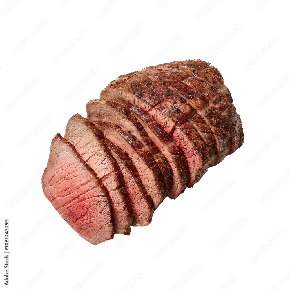 Sliced roast beef on white isolated background Sliced roast beef on white isolated background