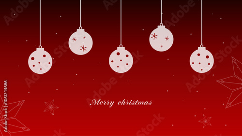 赤い背景のオーナメント付きクリスマスカード