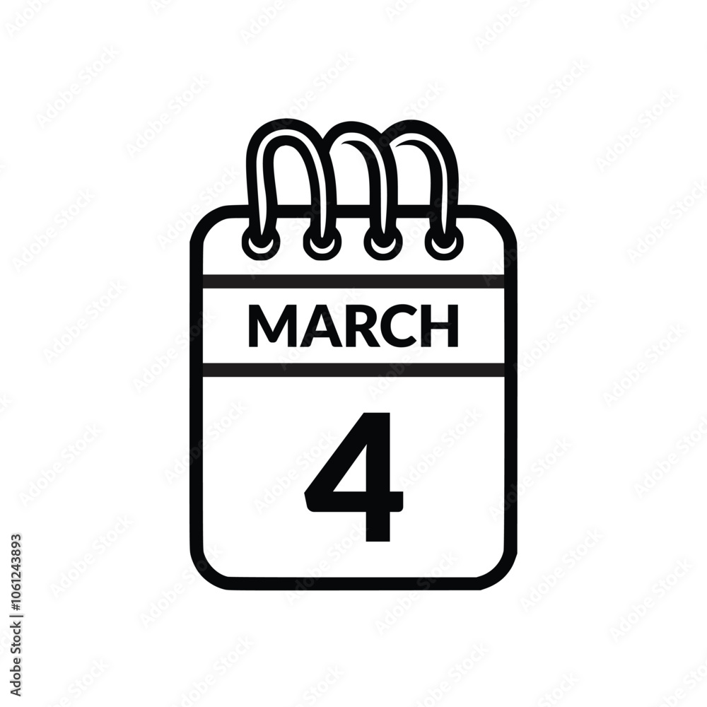 March 4 Calendar icon vector illustration. March 4 Calendar icon vector illustration.