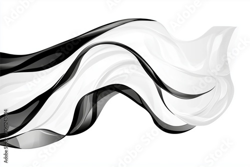 A sleek and elegant black and white abstract wave design showcasing smooth curves and fluid motion, embodying modern minimalism and dynamic flow.