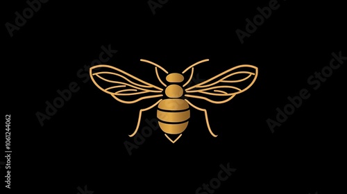 Simple bee animal logo icon vector, designed with clean lines and minimalistic features, capturing the essence of a bee in a modern and stylish way. This logo features a rounded body, prominent wings,