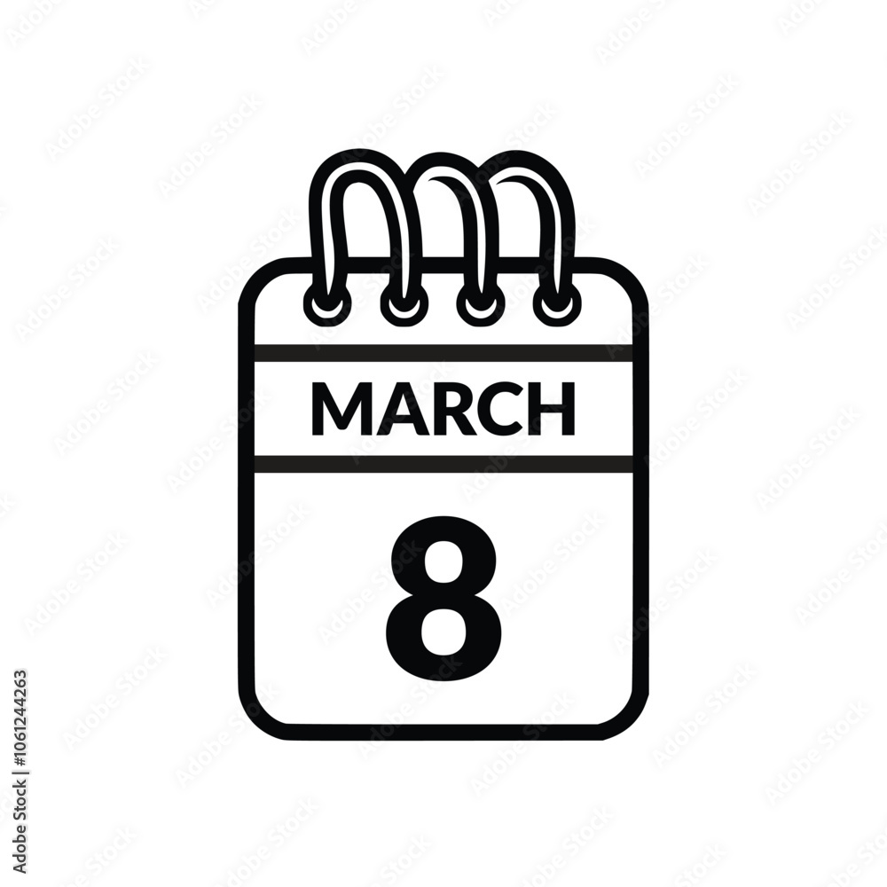 March 8 Calendar icon vector illustration. March 8 Calendar icon vector illustration.