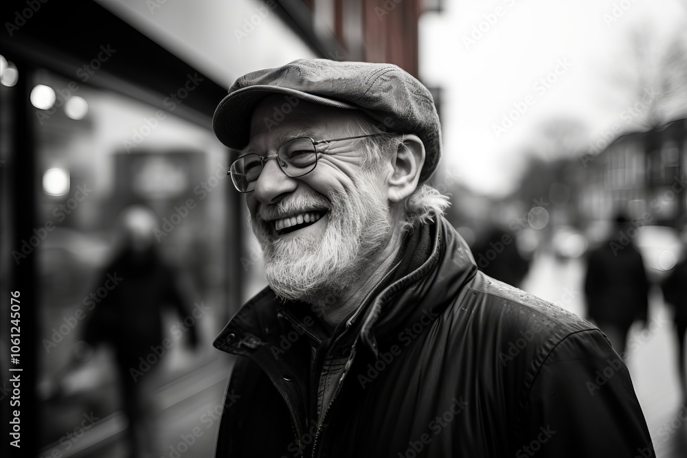 Portrait of a senior man in the street. Black and white. Portrait of a senior man in the street. Black and white.