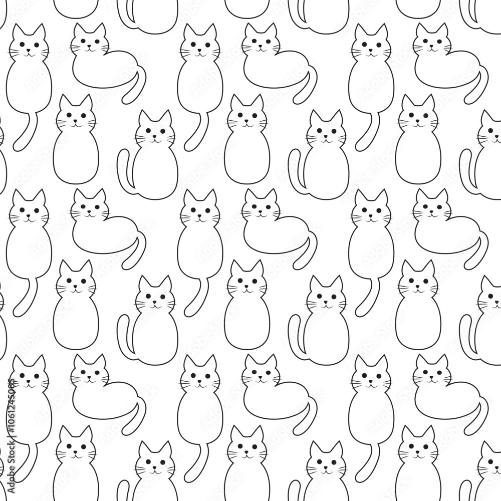 Cute cat doodle border hand drawn seamless pattern. Cute cat doodle border hand drawn seamless pattern.
