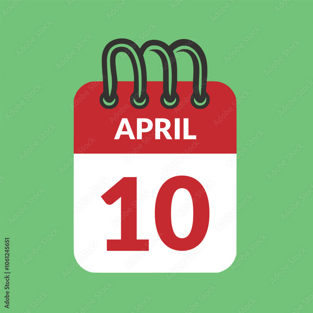 April 10 Calendar icon vector illustration. April 10 Calendar icon vector illustration.
