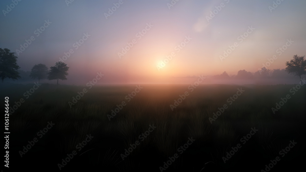Serene Twilight Over a Nearly Empty Field Evoking Peace and Solitude in Nature's Embrace Serene Twilight Over a Nearly Empty Field Evoking Peace and Solitude in Nature's Embrace