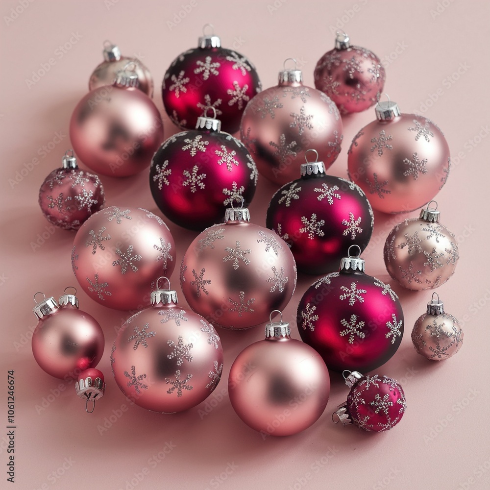 Christmas ball ornaments with snowflakes printed on them Christmas ball ornaments with snowflakes printed on them