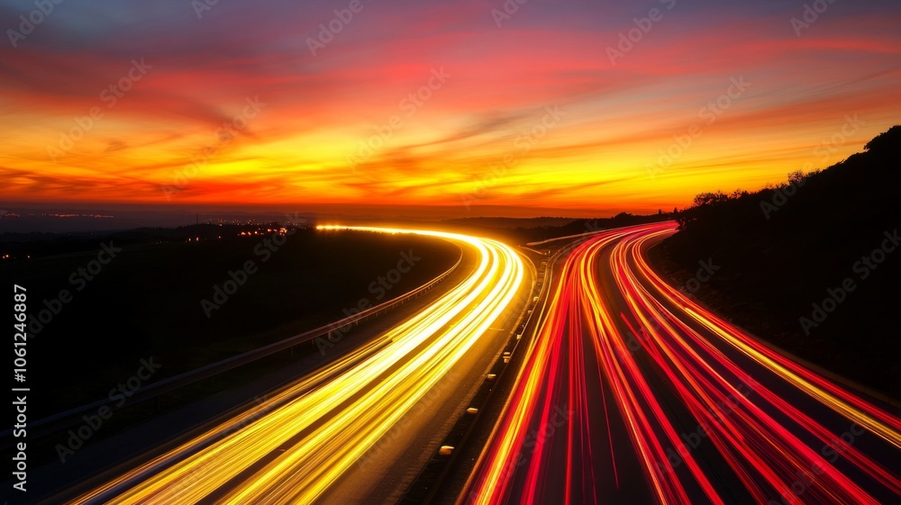 Highway Traffic Light Trails at Sunset Highway Traffic Light Trails at Sunset