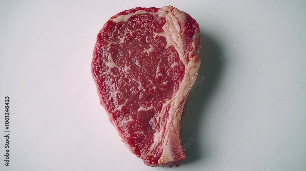 Fresh Raw Ribeye Steak on White Background Showcasing Marbling and Texture for Culinary and Food Photography Fresh Raw Ribeye Steak on White Background Showcasing Marbling and Texture for Culinary and Food Photography