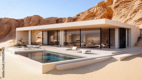 Modern Desert Villa with Infinity Pool and Expansive Views photo