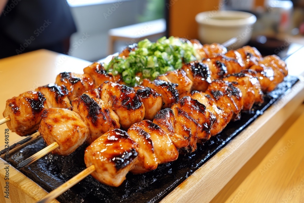 Pineapple and chicken skewers with dark char marks, capturing the tropical, savory flavor combination of grilled dishes, symbolizing warmth and vibrance Pineapple and chicken skewers with dark char marks, capturing the tropical, savory flavor combination of grilled dishes, symbolizing warmth and vibrance