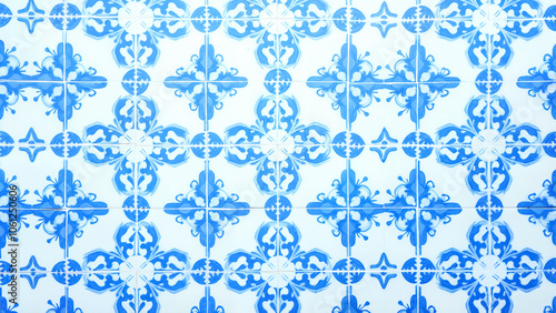 A Stunning Display of White and Blue Tiles in Geometric Patterns, Blending Tradition with Modern Style