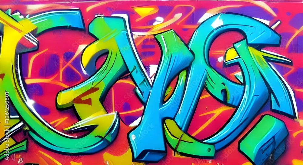 Naklejka premium Abstract Graffiti Art with Bold Color Palette and Urban Aesthetics | 366