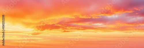 Abstract watercolor background of a vibrant sunset sky in shades of orange and purple, sky