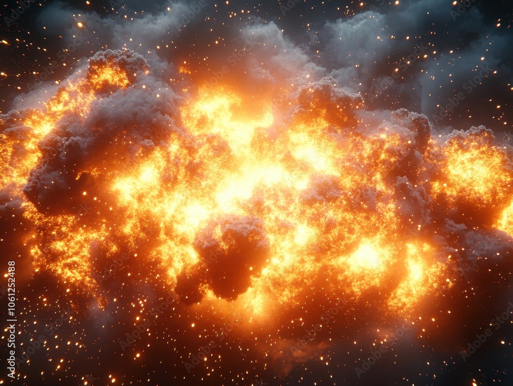 Exploding Fiery Nebula in Outer Space Exploding Fiery Nebula in Outer Space