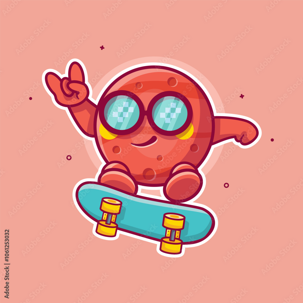 cool mars planet character mascot playing skateboard isolated cartoon cool mars planet character mascot playing skateboard isolated cartoon