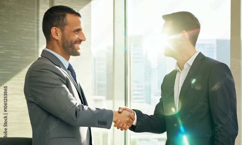 Business Professionals Shaking Hands in Modern Office Business Professionals Shaking Hands in Modern Office