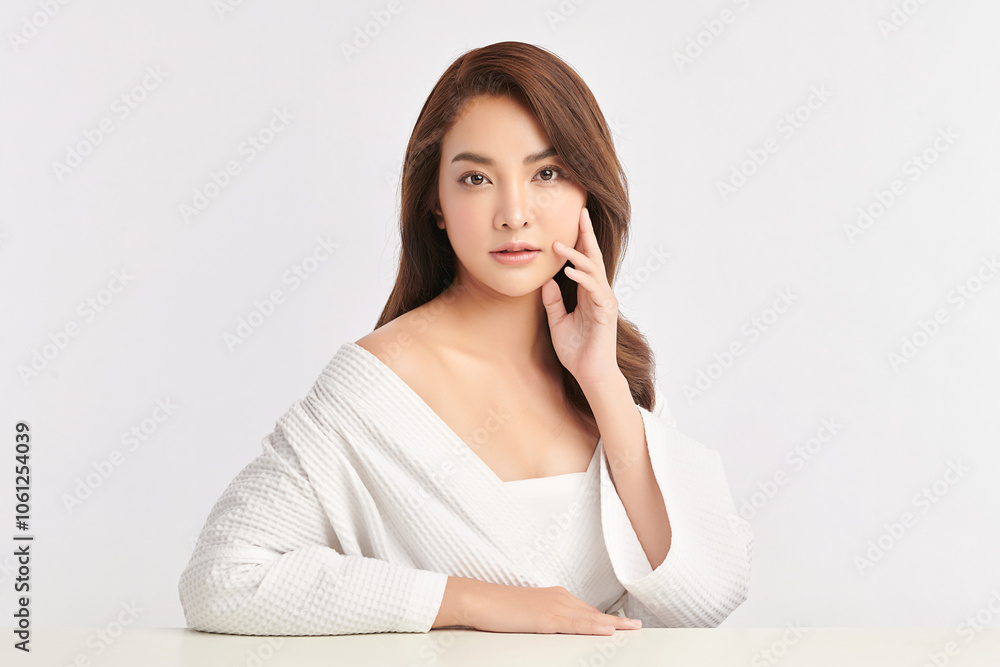 Beautiful young asian woman with clean fresh skin on white background, Face care, Facial treatment, Cosmetology, beauty and spa, Asian women portrait. Beautiful young asian woman with clean fresh skin on white background, Face care, Facial treatment, Cosmetology, beauty and spa, Asian women portrait.