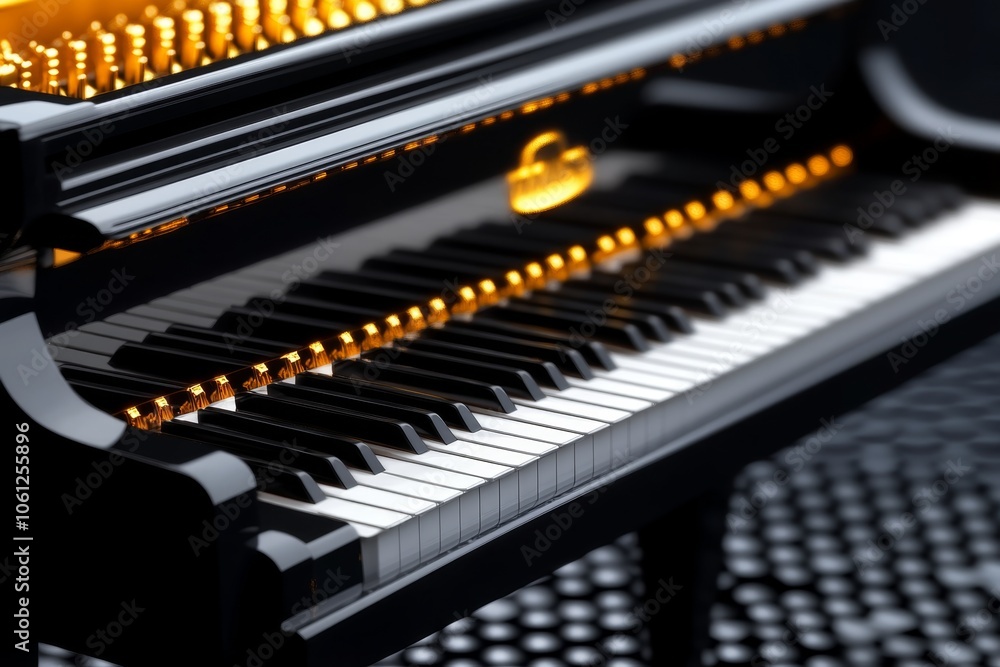 Naklejka premium a 2D cartoon illustration of a person composing music on a grand piano creative and focused white background