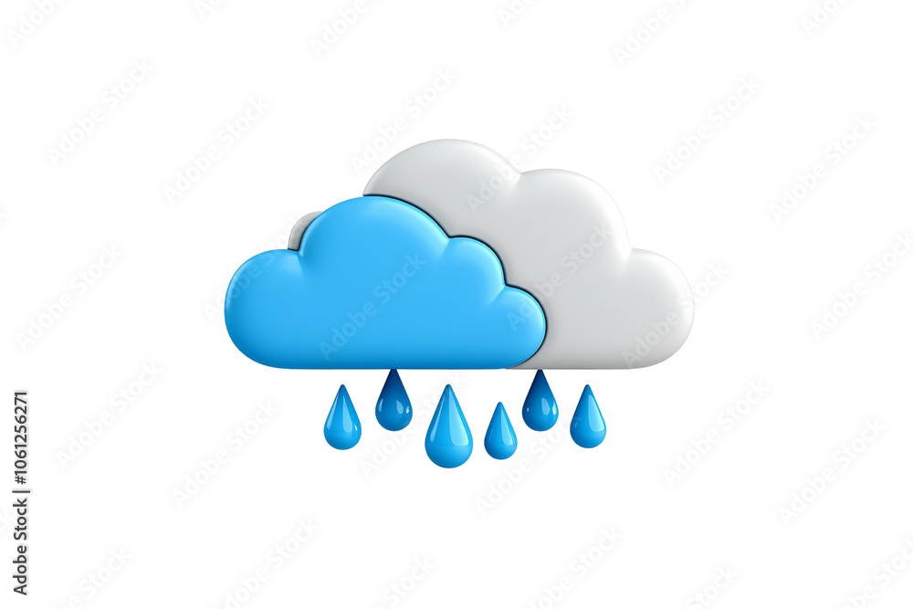 Rainy Cloud with Blue Drops Icon Representation Rainy Cloud with Blue Drops Icon Representation
