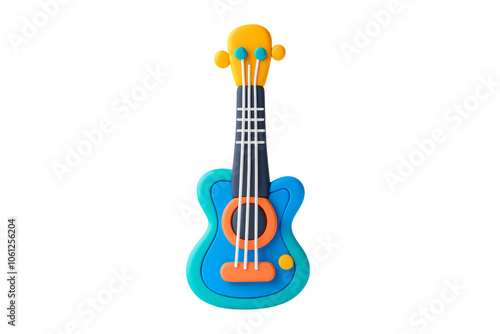 Colorful Cartoon Guitar Illustration for Kids