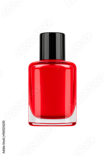 Bright Red Nail Polish in Clear Bottle